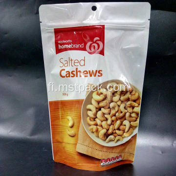 Muovinen cashew-pähkinäpakkaus Ziplock-pussi